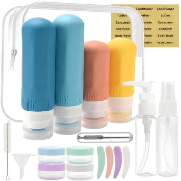 Imagem de Kit Viagem Frascos De Silicone E Pote Para Cremes E CosméTicos, Shampoo, Necessaire Transparente, Porta Shampoo, Conjunto De Higiene Pessoal Com 18 Itens (18)