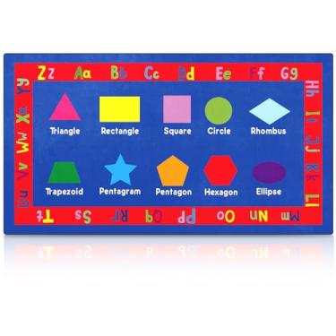 Imagem de Drydiet Tapete para sala de aula 3,6 x 2 m Tapete pré-escolar para crianças Tapete de creche, alfabeto ABC, números, formas, educacional, tapete de sala de aula, tapete antiderrapante para crianças,