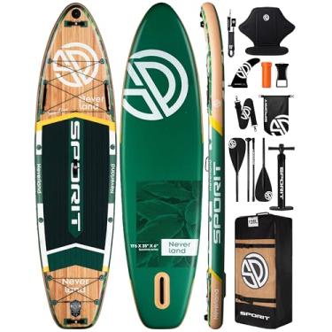 Imagem de SPORIT Prancha De Stand Up Paddle Inflável Super Larga 11'6 X 35" Com Assento, Sup Ultraestável Para Adultos, Capacidade 450 Lb Remo Lâmina Dupla, Alça Ombro, Mochila 100 L, Guia Segurança