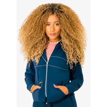 Imagem de Jaqueta Moletinho Faixa Feminina Bolso Capuz Outono Inverno - Catwalk,