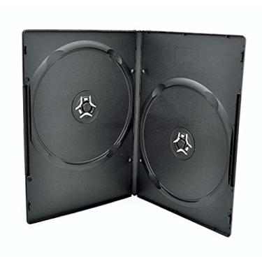 Imagem de Maxtek Capa dupla preta fina de 7 mm para CD/DVD, pacote com 5 peças (capacidade de 2 discos por capa)