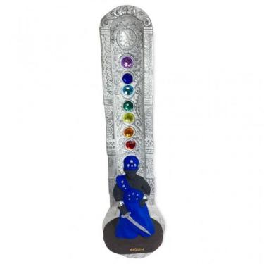 Imagem de Incensario 7 chakras branco vertical Ogum azul 22 cm - Lua Mística - 1