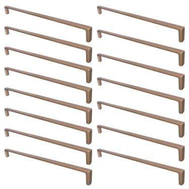 Imagem de Kit 15 Puxadores Retos Dourado 256mm para Móveis Torralba Oeiras Armários Gavetas