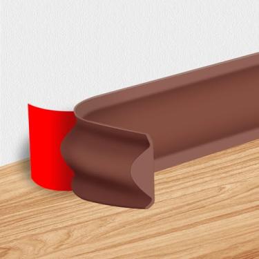 Imagem de YESSZ Acabamento de moldagem flexível, acabamento de parede autoadesivo branco mini molde de acabamento de borracha para piso, banheiro, paredes, cozinha, decoração de casa de bancada (marrom escuro