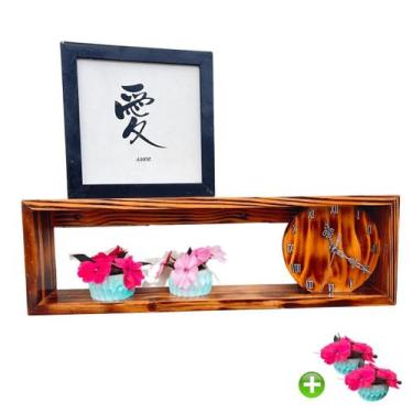 Imagem de Relógio de Parede com Nicho em Madeira Sudeste Rústico