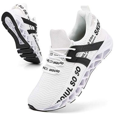 Imagem de SKDOIUL Tênis de corrida esportivo masculino de malha respirável para trilhas, tênis fashion, 59-white, 11
