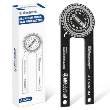 Imagem de AltitudeCraft Transferidor de serra de esquadria de alumínio de precisão | Localizador de ângulo resistente à ferrugem de 19 cm com rotação de 360° e escalas gravadas a laser para cortes precisos de