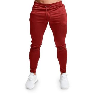 Imagem de Calça Moletom Slim Masculino Adulto Liso - Methodic, GG, Vermelho