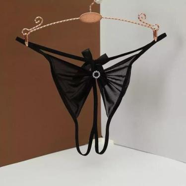 Imagem de Calcinha de Renda Transparente com Abertura ElaShopp, Preto