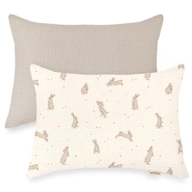 Imagem de Fronhas infantis para travesseiro de 35,5 x 50,8 cm, pacote com 2, capas de musselina para bebês e crianças pequenas com fecho de envelope