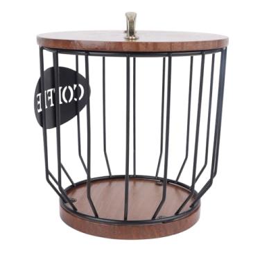 Imagem de Porta de Filtro de café de Arame de Madeira e Metal, Mantém 500 Filtros Com Tampa, para Bancada, Decoração de Acessórios para café, Pode Armazenar Filtros de café, Cápsulas de (0291 C Preto)
