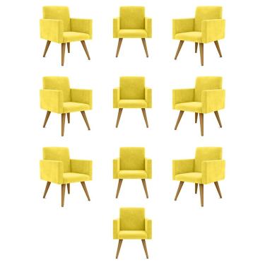 Imagem de Kit 10 Poltronas Decorativa Nina Balaqui Decor Amarela