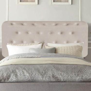 Imagem de Painel Estofada Brenda Botonê 195Cm King Size Para Cama Box Tecido Sintético Bege