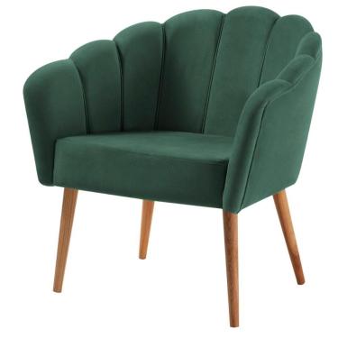 Imagem de Poltrona Petala Slim Daf Móveis Em Madeira Eucalipto Espuma D28 Veludo Verde Base Madeira Tauari