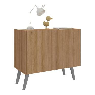 Imagem de Mesa De Cabeceira Retrô 2 Portas Multimóveis Mp4133 Rustic/cinza Rustic/cinza