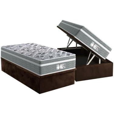 Imagem de Cama Box Baú Solteiro: Colchão Molas Ensacadas Probel Prodormir Evolution + Base Crc Suede Brown