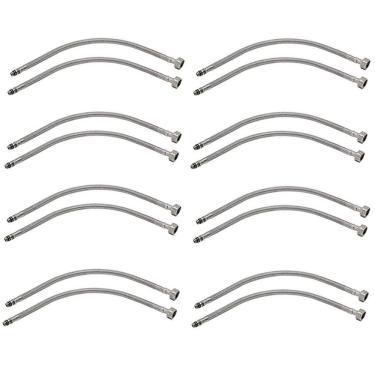 Imagem de Engate Rabicho Par 80cm Torneira Monocomando Kit 8 Unidades Agua Quente Fria