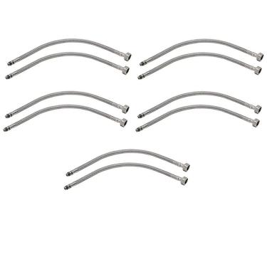 Imagem de Engate Rabicho Par 80cm Kit 5 Unidades Torneira Monocomando Agua Quente Fria