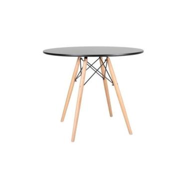 Imagem de Mesa De Jantar Eames Redonda Preto Com Natural 90cm