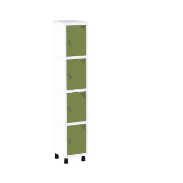 Imagem de Roupeiro Em Aço Mt 1v 4 Portas - Fechadura Branco-verde Miró