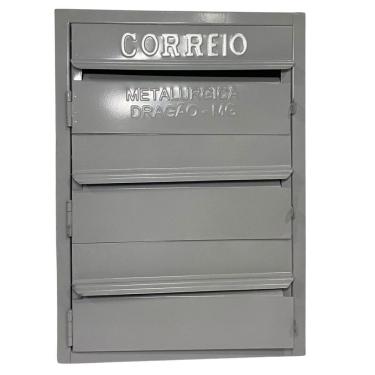 Imagem de Caixa De Correios Cinza E Preta 3 Módulos Tamanho 15x25x36cm Aço Cinza