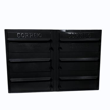 Imagem de Caixa De Correios 6 Módulos Preta Tamanho 15x50x36cm Aço Preto