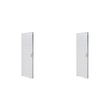 Imagem de Kit Com 2 Portas De Aço Lambri 215x83cm Batente 12cm Qualitysol Ramassol Branco