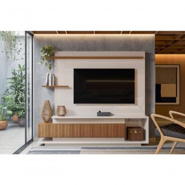 Imagem de Home Antália Painel Para Tvs Até 65'' 2 Portas Off White Perolizado-jequitiba Ripado