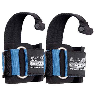 Imagem de Alças de passador de elevação de neoprene acolchoadas envoltórios de pulso powerlifting de peso treinamento ginásio alças suporte de pulso bandagem conjunto de 2 alternativas para ganchos (azul)