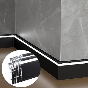 Imagem de JARBIH Pacote Com 10 Rodapés De Alumínio 1,64 Pés/50 Cm, Sistema Canais Led 78 X 12 Mm, Luminária Parede Metal Tira Luz Rígida Para Sala Estar, Quarto E Cozinha