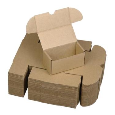 Imagem de HESESOH Conjunto De 50 Caixas Remessa 4,6 X 2,2 Polegadas, Caixa Papelão Ondulado Marrom, Para Correspondência Literatura, Embalagem Pequenas Empresas