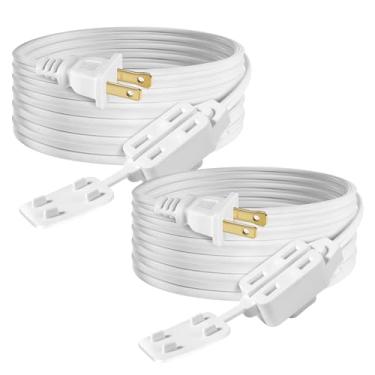 Imagem de VSEER Cabo De Extensão Energia Com Certificação Etl, Pacote 2 Spt2, 16 Awg, Pinos, 13 A, 1625 Watts, Polarizado Vseer, 3 Tomadas Tampa Segurança, Para Escritório Doméstico, Branco (1,8 M)