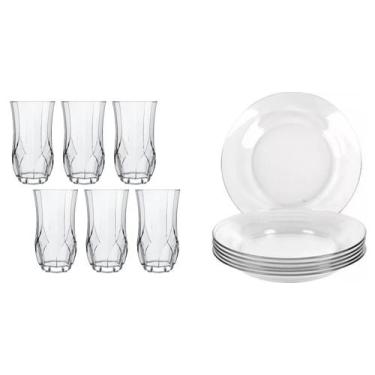 Imagem de Kit 4 Pratos Fundos Astral E 6 Copos Opera Nadir 