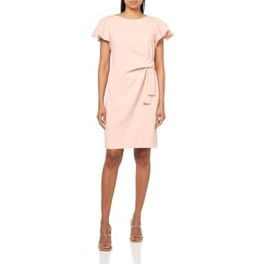 Imagem de Tommy Hilfiger Vestido feminino de manga com babados e drapeado lateral totalmente forrado, Areia noturna, 48