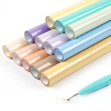 Imagem de HTVRONT Pacote De Vinil Boho Color Htv - Com 12 Unidades 12" X 3 Pés Para Transferência Térmica Camisetas, Pastel Passar A Ferro Na Cricut, Macarons