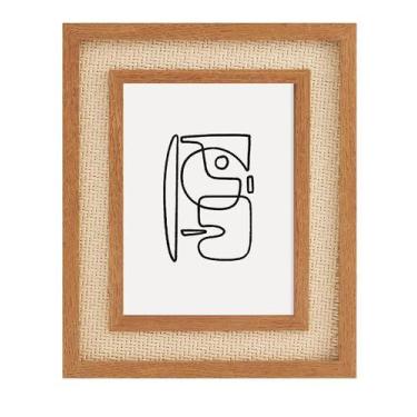 Imagem de Porta Retrato Decorativo Parede Mesa Luxo com Moldura em Em Rattan e M