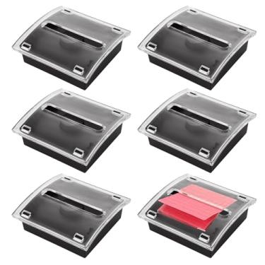 Imagem de LDXDRU Pacote com 6 notas pop up, suporte de notas adesivas, dispensador de notas Post it, parte superior transparente para notas adesivas de 7,6 x 7,6 cm para escritório, casa, sala de aula