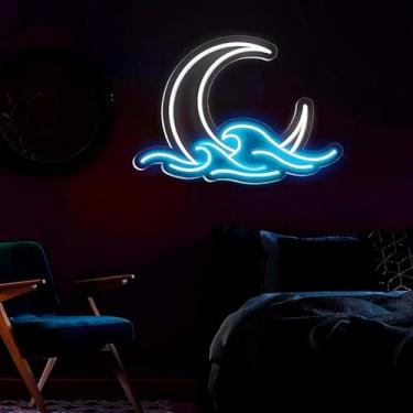 Imagem de Placa neon regulável ao nascer do sol, pôr do sol, letreiro neon de anime para decoração de parede, luz noturna neon para pendurar acrílico pôr do sol onda, luz noturna para sala de jogos, presentes
