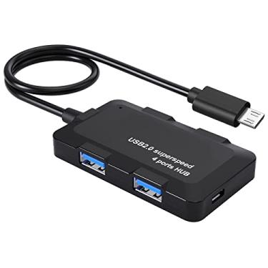 Imagem de AreMe Adaptador Micro USB OTG Hub com 4 portas USB + porta de alimentação para Fire Stick 4K, NES/SNES Classic Mini, Playstation Classic, Raspberry Pi Zero e mais dispositivos host com micro USB