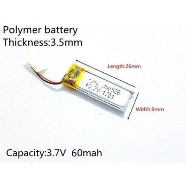 Imagem de Bateria  3,7v 3,5mm X 09mm X 26mm Com 60 Mah - bgb