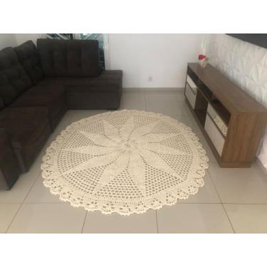 Imagem de Tapete para sala redondo crochê malha - emborrachados Silvana
