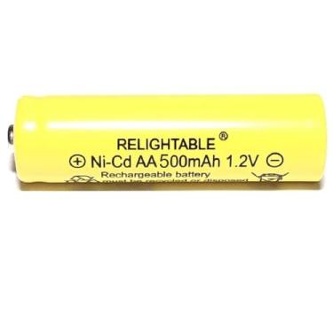 Imagem de 12 pacotes de baterias recarregáveis 1,2 V AA Nicd níquel cádmio 500 mAh para luzes solares, iluminação de paisagem de gramado