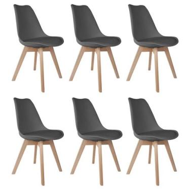 Imagem de Conjunto 6 Cadeiras Saarinen Cinza Wood - La Mobilia