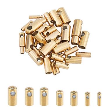 Imagem de UNICRAFTALE Cerca de 42 peças, 7 tamanhos, extremidades douradas, extremidades de aço inoxidável, 1 ~ 4 mm, extremidades de cordão de couro, terminadores de ponta, tampas de contas para pulseiras de