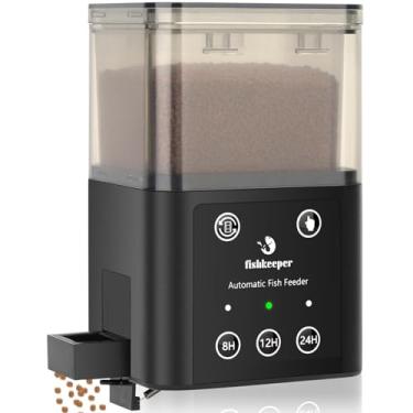 Imagem de fishkeeper Alimentador automático de peixes para aquário – Alimentador automático de grande capacidade ajustável de 320 ml, com temporizador para férias, fim de semana ou uso diário, três métodos