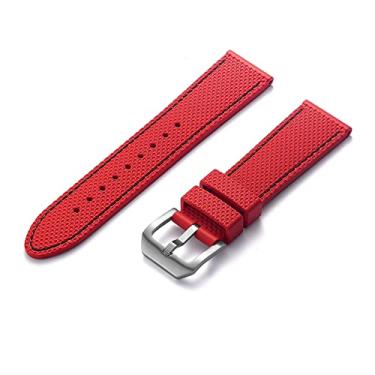 Imagem de Crafter Blue UX05 Pulseira de borracha de substituição para todos os relógios de 22 mm de largura, vermelha com fio preto