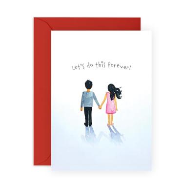Imagem de Cartão de amor romântico – Let's Do This Forever – Presentes para namorado, namorada, marido, esposa, mulheres, homens – Para Dia dos Namorados, cartão de aniversário – Ilustração de casal doce – Vem