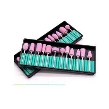Imagem de Kit 12 Brocas Rosa Profissionais Polidora Lixadeira Unhas - oem