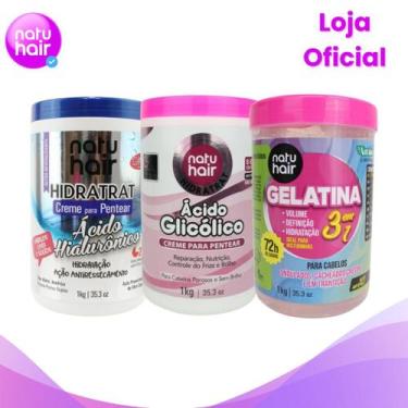 Imagem de Kit Creme Para Pentear Ácido Hialurônico + Ácido Glicólico NatuHair 1k