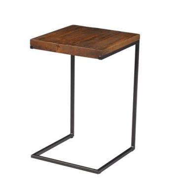 Imagem de Mesa Lateral Polo Rustic Brown Base Aco Grafite 55cm - 41901 - Sun Hou